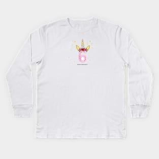 Sixth birthday. Six. Unicorn Birthday invitation. Party invitation Kids Long Sleeve T-Shirt